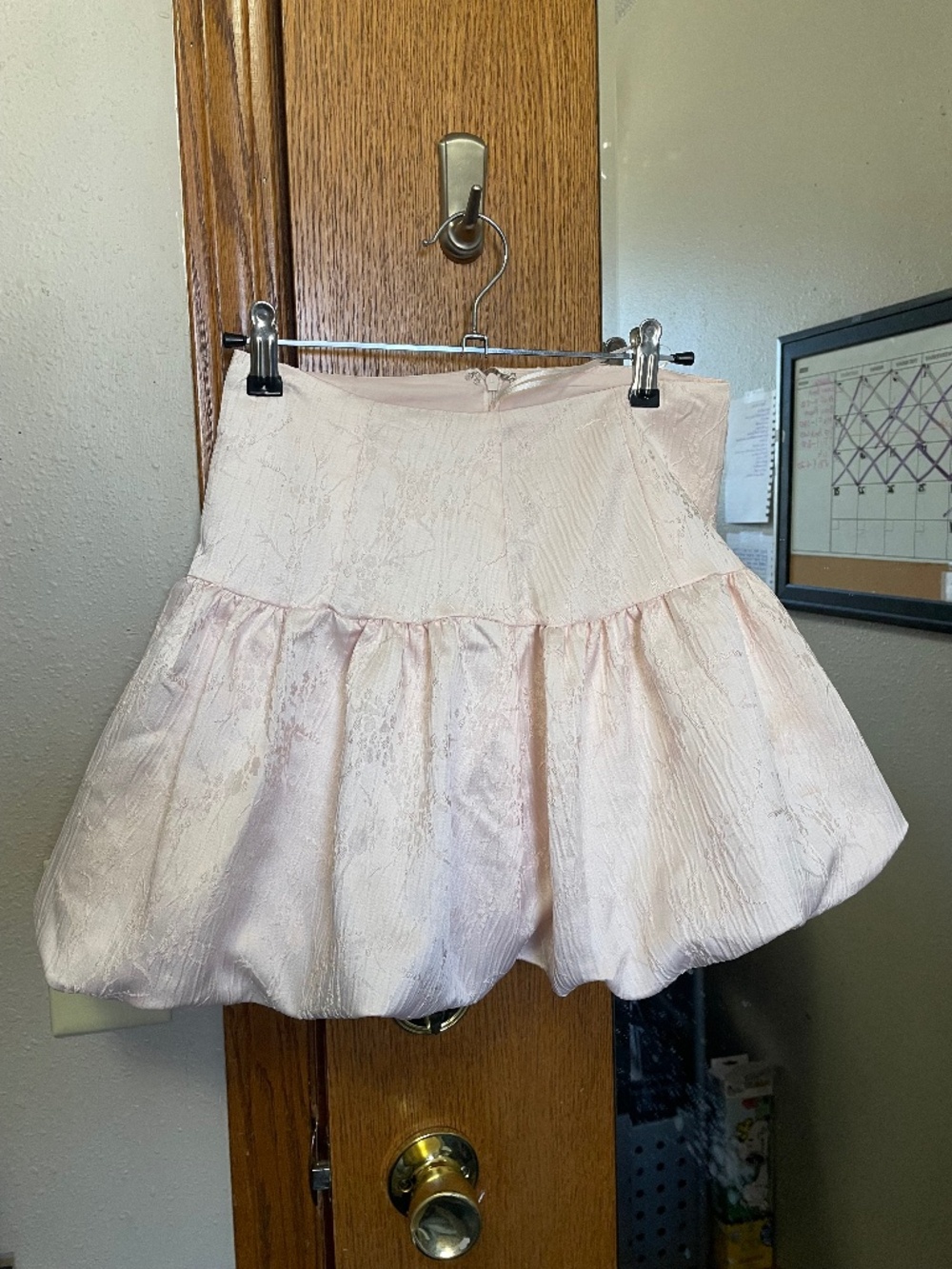 Francesca’s pink embroidered skirt